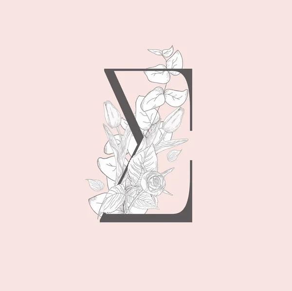 Vector Floral elegante ampersand monogram en logo — Stockvector