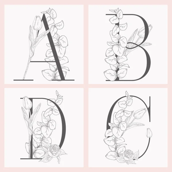 Vector floreciente floral elegante monogramas y logotipos — Archivo Imágenes Vectoriales