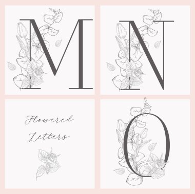 Vektör Blooming Çiçek Zarif Monograms ve Logos
