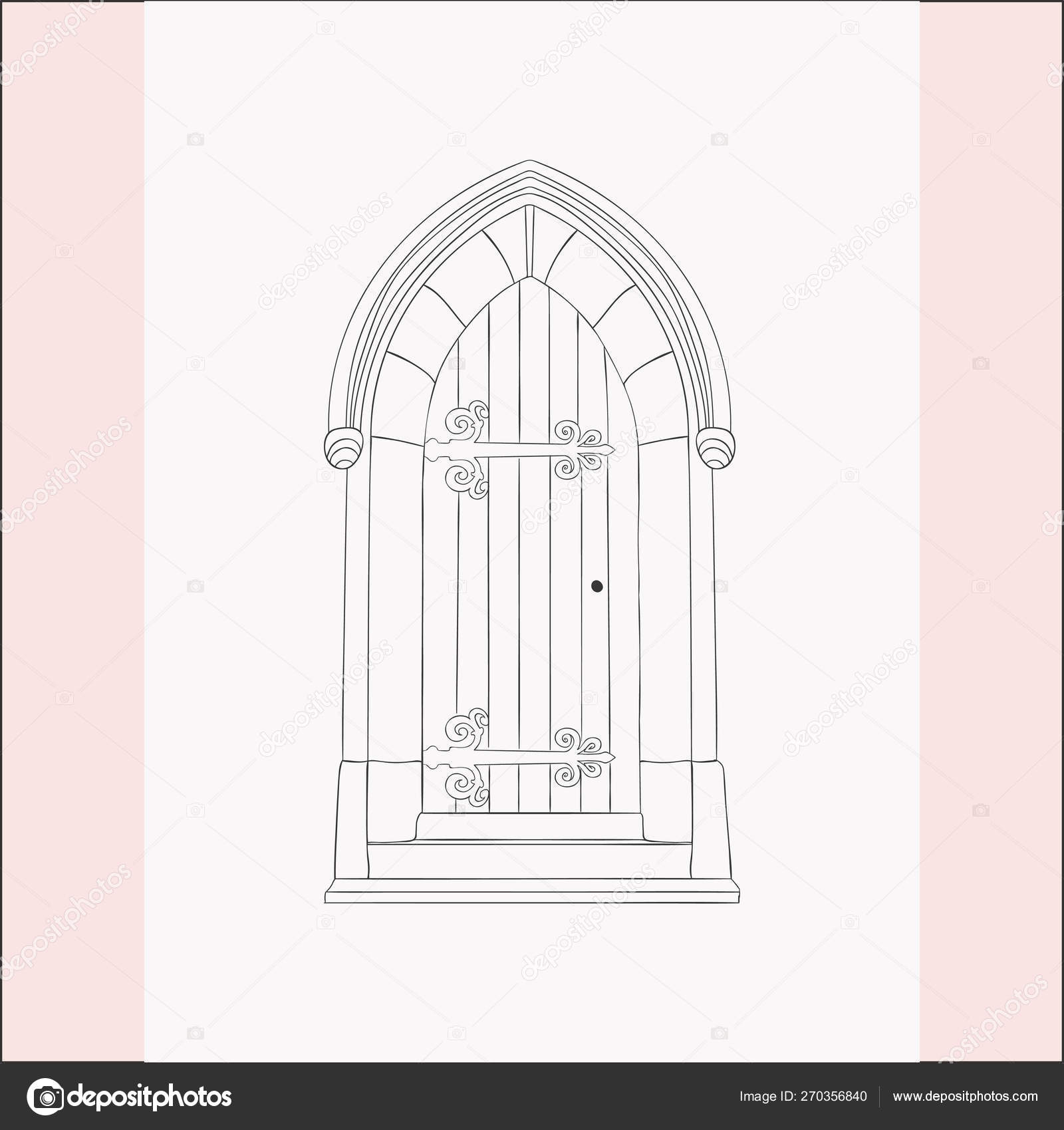 Gothic Gate Hand Drawn Sketch Vintage Doors Stock Vector C Oliafedorovsky 270356840