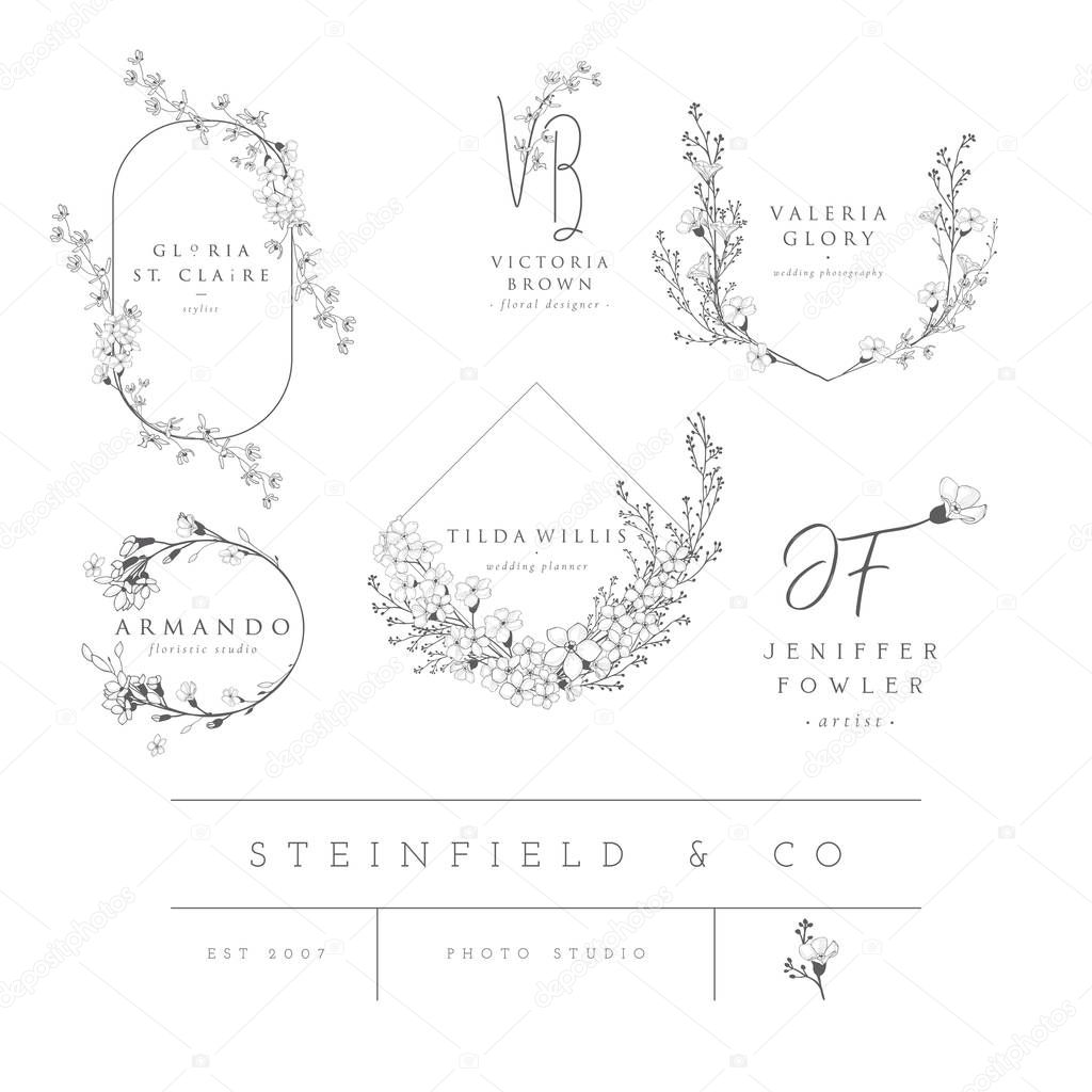 Vector floral elements for logos, frames borders