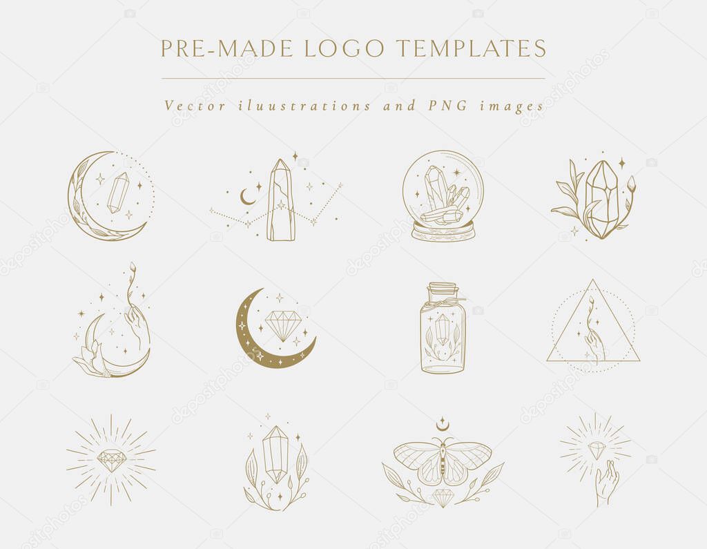 Gemstones collection of hand drawn logo designs