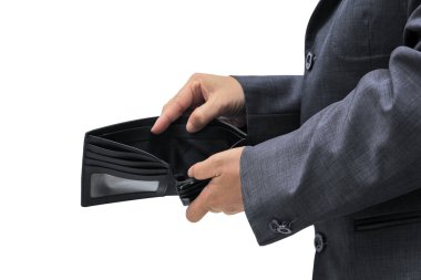 People check black wallet on white background clipart