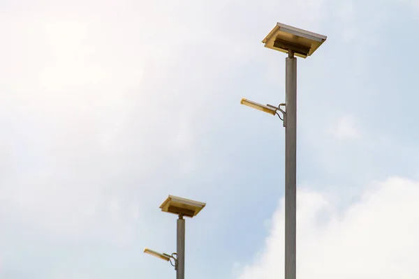 LED light post with solar cell panel used on the street,industri — Stock Photo, Image