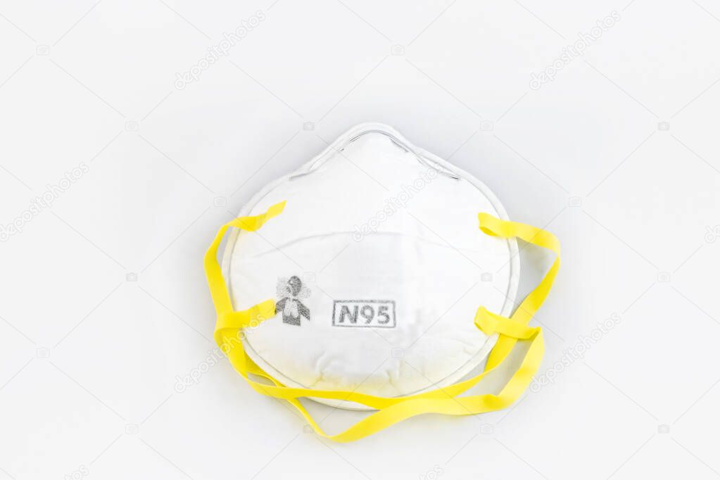 Protection respirator for Filter face mask safeguard on white ba