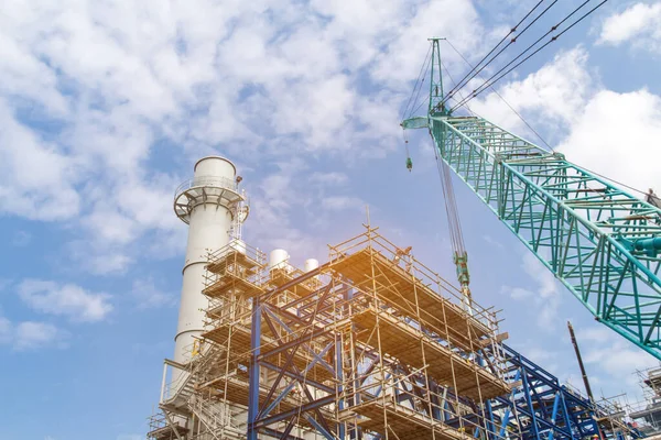 Lotes Torre Canteiro Obras Com Guindastes Edifício Com Fundo Céu — Fotografia de Stock