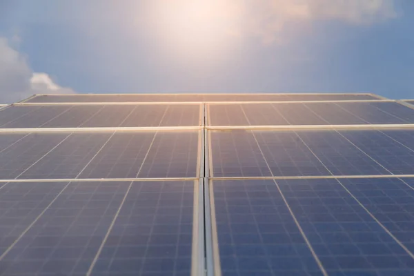 Energia Solar Fazenda Para Energia Renovável Elétrica Sol Fotovoltaica Proporção — Fotografia de Stock