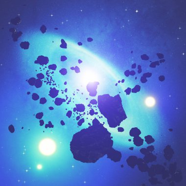 Düzine asteroitler karanlık uzayda uçan. Nasa tarafından döşenmiş bu görüntü unsurları