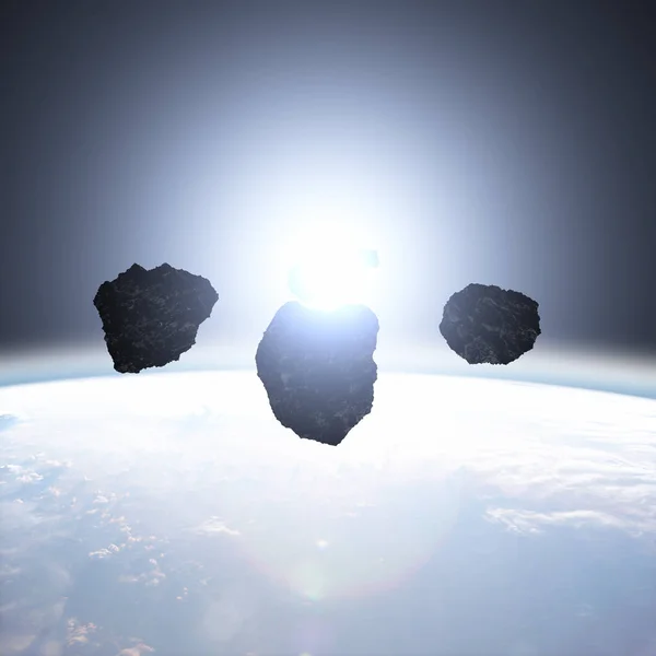 Planeten Omgiven Med Asteroid Fält Mörkt Utrymme Delar Denna Bild — Stockfoto