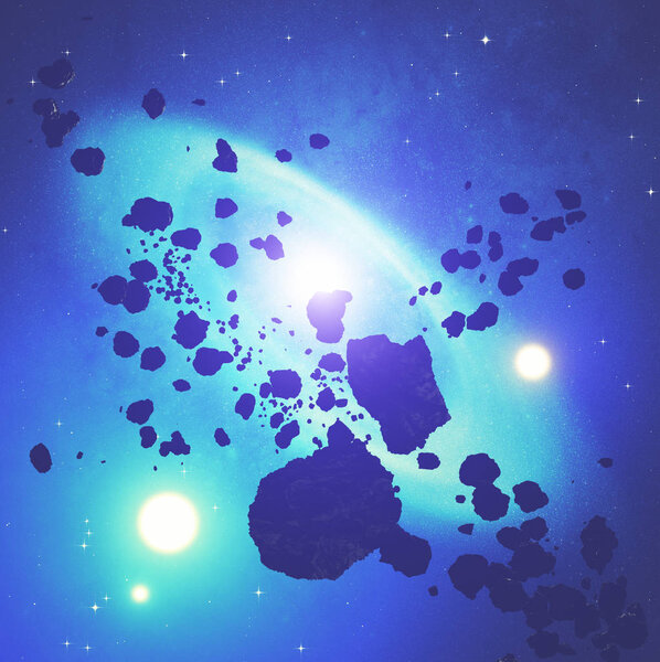 Дюжина астероидов летит в темном космосе. Элементы этого изображения предоставлены НАСА
