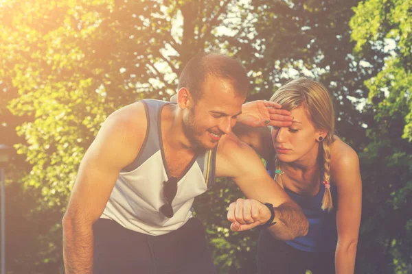 Primer Plano Disparo Trotar Pareja — Foto de Stock