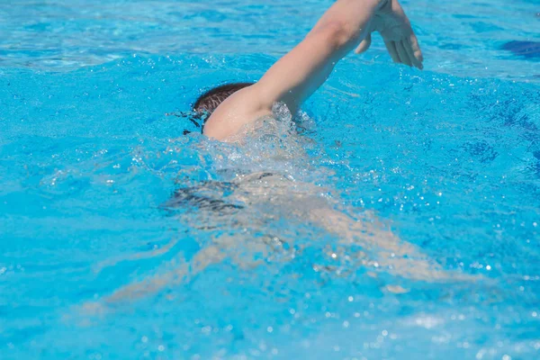 Close up shot of swimming man