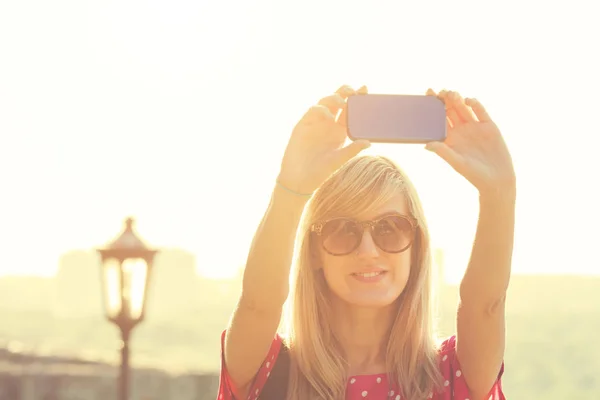 Close Woman Using Mobile Smarphone — стоковое фото