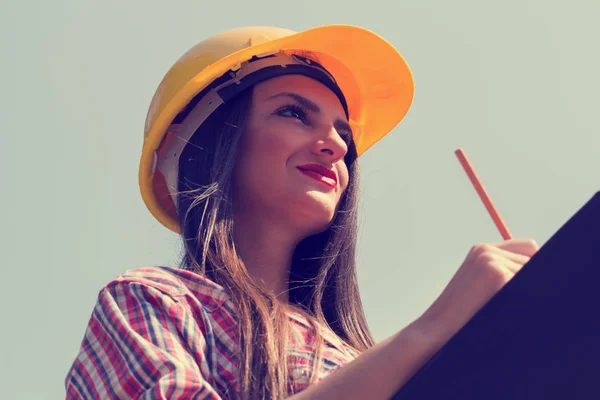 Proceso Trabajo Primer Plano Mujer Trabajadora Concepto Profesión — Foto de Stock