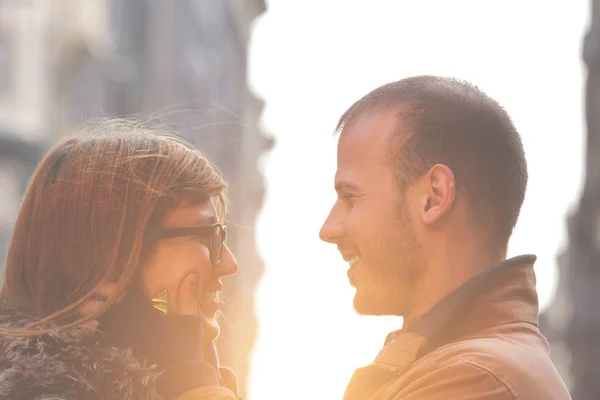 Concepto Historia Amor Dulce Pareja Encantadora —  Fotos de Stock