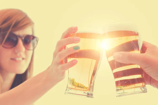 Glass Beer Hands Close Shot — Stock Photo, Image