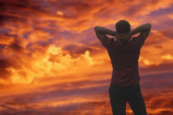 Loneliness concept. Man standing with back and looking forward