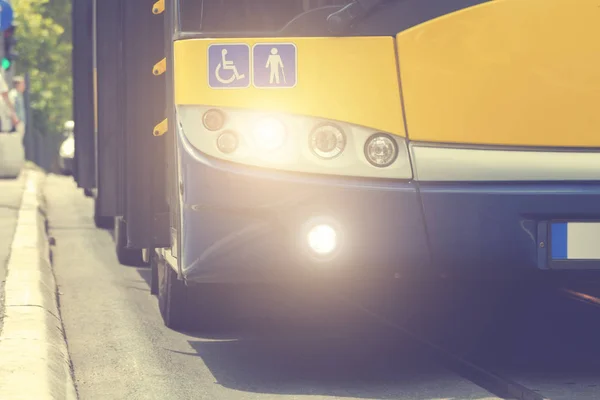 Close up shot of municipal bus