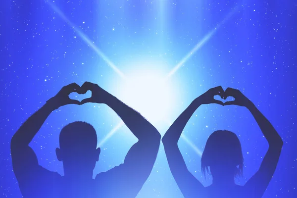 Couple Making Heart Shapes Concert — Stock Photo, Image