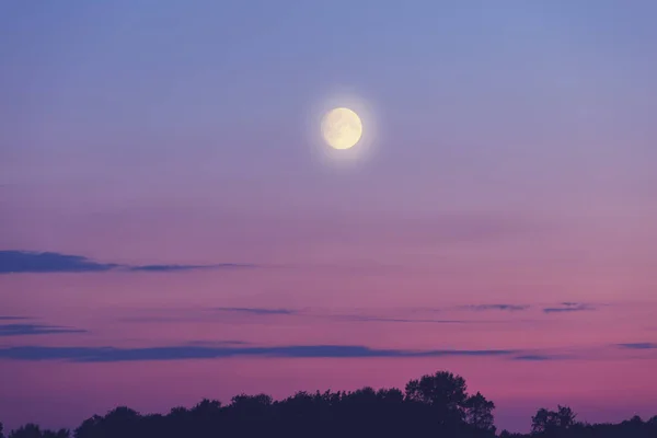 Vista Luna Desde Montaña Por Noche Por Noche — Foto de Stock