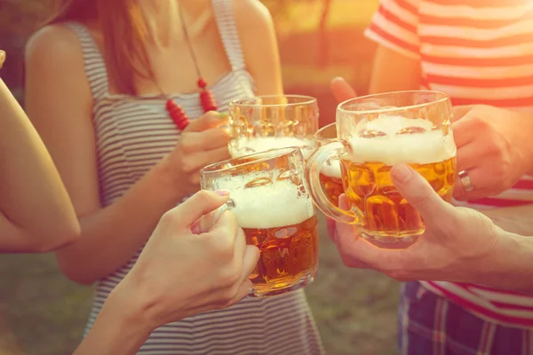 Amigos Disfrutando Aire Libre Con Cerveza — Foto de Stock