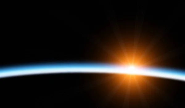 Csodálatos Fényes Napfelkeltét Sötét Űrben — Stock Fotó