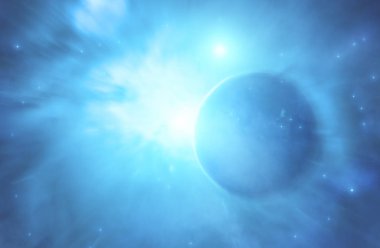 gezegen gece gökyüzünde, boşluk kavramı ile parlak yıldızlar dizini 