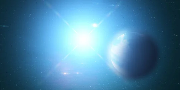 Яркие Звезды Планетой Ночном Небе Космическая Концепция — стоковое фото