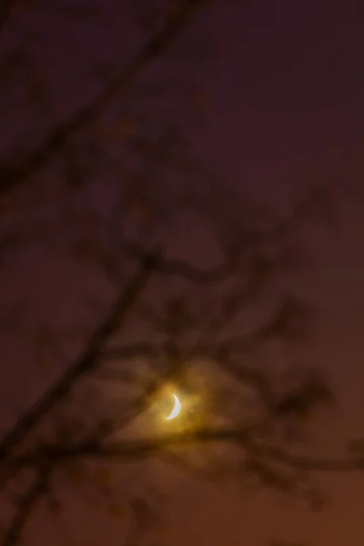 Mondblick Vom Berg Bei Nacht Oder Abend — Stockfoto