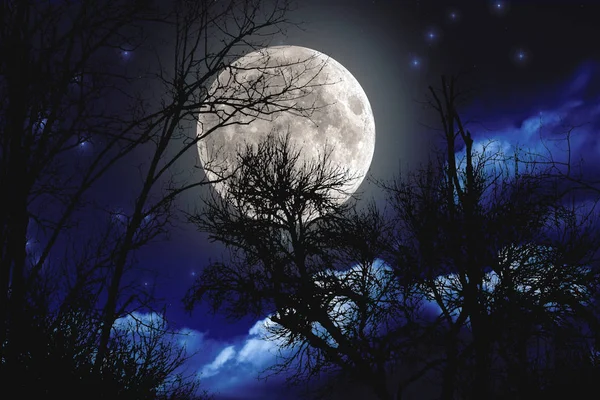 Вид Луну Горы Ночью Вечером — стоковое фото