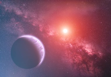 gezegen gece gökyüzünde, boşluk kavramı ile parlak yıldızlar dizini 