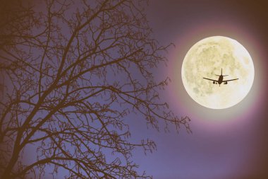 Gece veya akşam dağ ay görünümünden