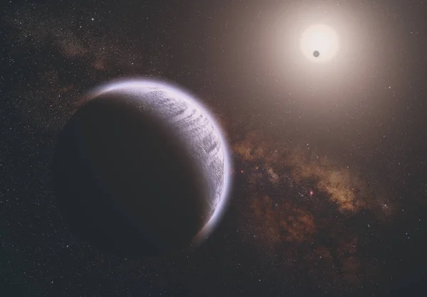 Яркие Звезды Планетами Ночном Небе Концепция Пространства — стоковое фото