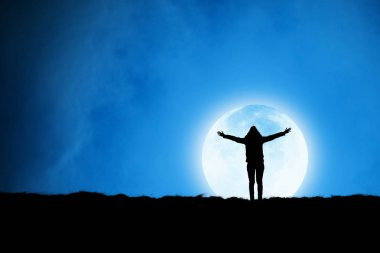 Gece gökyüzü zevk kız