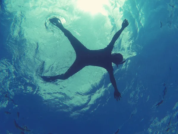 Taucher Silhouette Unter Wasser — Stockfoto