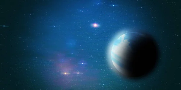 Stele Luminoase Planeta Cerul Nopții Conceptul Spațial — Fotografie, imagine de stoc