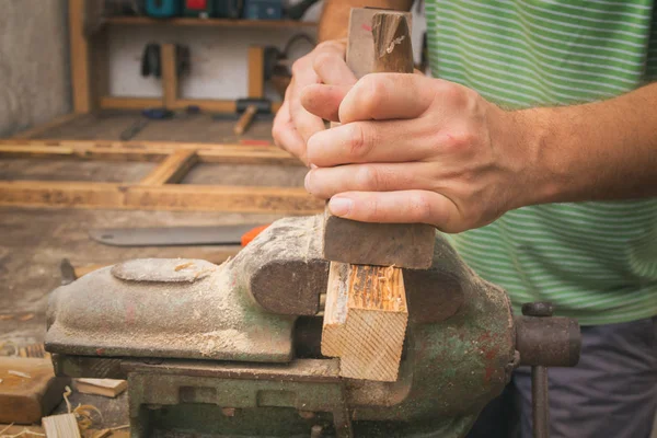 Carpenter While Working Workshop — Stock Photo, Image