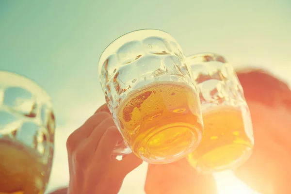 Amigos Disfrutando Aire Libre Con Cerveza — Foto de Stock