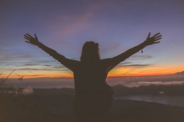 Mount Batur, Bali - Endonezya renkli bir görünüm.