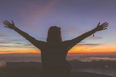 Mount Batur, Bali - Endonezya renkli bir görünüm.
