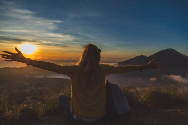Mount Batur, Bali - Endonezya renkli bir görünüm.