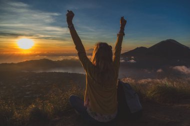 Mount Batur, Bali - Endonezya renkli bir görünüm.