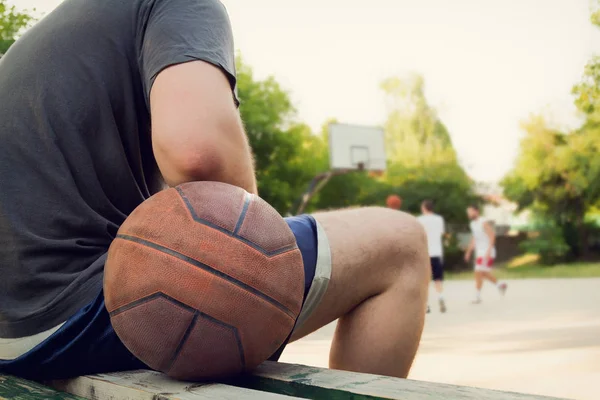 Basketball Ball Player Defocused Sports Playground — Stock Photo, Image