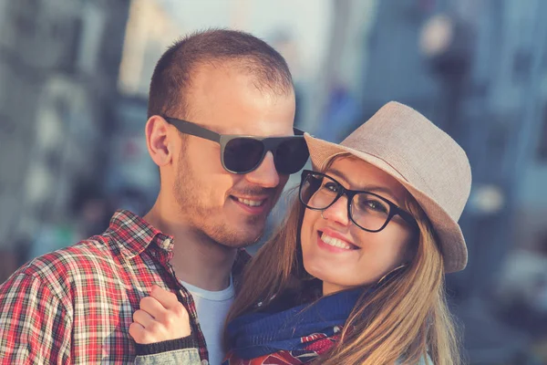 Lovestory Konzept Süßes Schönes Paar Auf Der Straße — Stockfoto