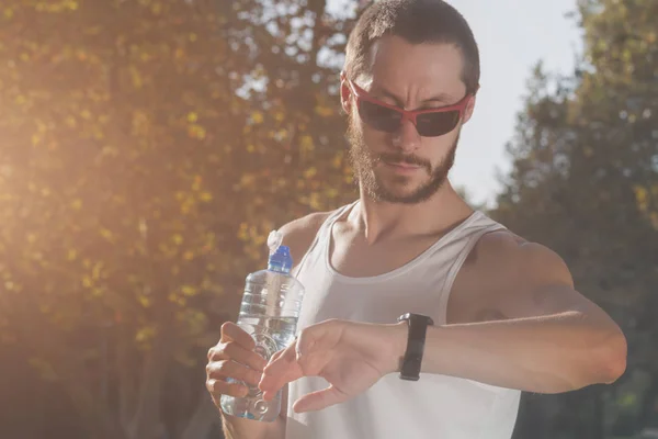 Jogging Parku Wschód Zachód Słońca Czas — Zdjęcie stockowe