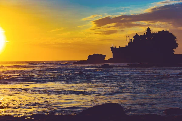 Silhouette Del Tempio Tanah Lot Bali Indonesia — Foto Stock