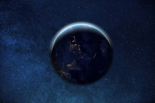 Erde Mit Milchstraßensternen Elemente Dieses Bildes Von Der Nasa — Stockfoto