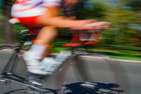 Racing Bicycle Blurred Motion Speeding Road — Stock Photo, Image