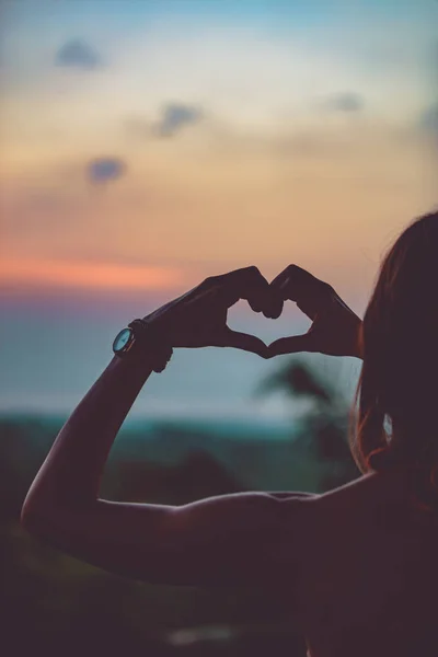 Silhouette Girl Heart Shape Symbol — Stock Photo, Image