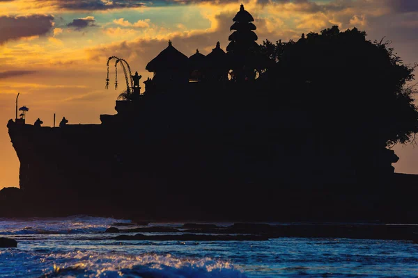 Silueta Del Templo Tanah Lot Bali Indonesia — Foto de Stock
